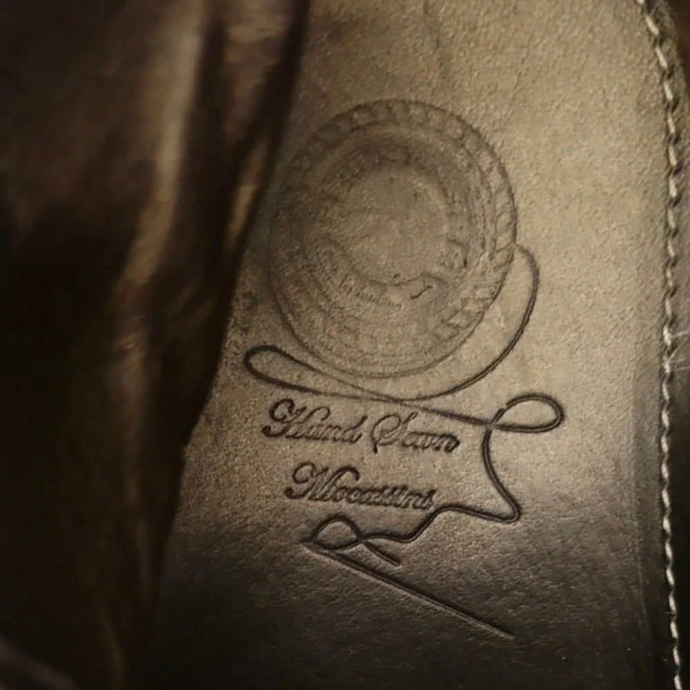 Vintage Hand Sewn Moccasin Boots Mens Black Leather‎ Made in Portugal Gum Soles